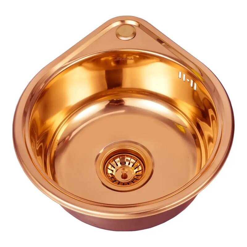 Изображение товара Кухонная мойка Seaman Eco Wien SWT-3945-CP.A из нержавеющей стали, диаметр 39 см, медь PVD