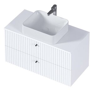 Изображение товара Тумба под раковину 1Marka Desire Ц0000026595, 90 см подвесная, монолит айсберг, эмаль белая