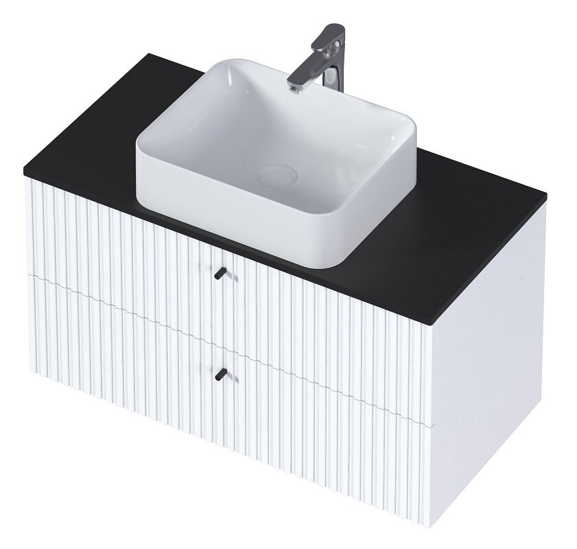 Изображение товара Тумба под раковину 1Marka Desire Ц0000026591, 90 см подвесная, монолит найт, эмаль белая