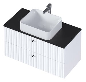 Изображение товара Тумба под раковину 1Marka Desire Ц0000026591, 90 см подвесная, монолит найт, эмаль белая