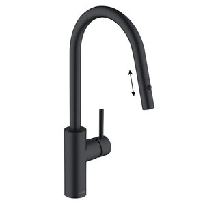 Изображение товара Смеситель для кухонной мойки Kludi E-GO Voice 423006677, с вытяжным изливом, с голосовым управлением, цвет черный матовый