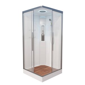 Изображение товара Душевая кабина Avacan K2010LED 78279, 100 х 100 см, с крышей, с LED подсветкой, поддон низкий, стекло прозрачное, профиль хром