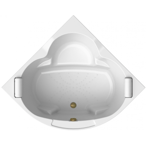 Изображение товара Акриловая ванна Радомир Сорренто 1-01-4-0-9-038К, 140 x 140 см, каркас, подголовник - 2 шт., фронтальный экран, сифон, слив-перелив автомат в комплекте, белая/бронза