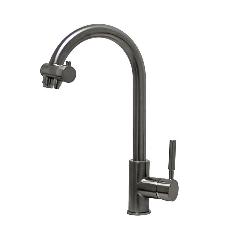 Изображение товара Смеситель Seaman Barcelone SSL-5226-GL, для кухонной мойки, с подключением фильтра питьевой воды, цвет светлая оружейная сталь PVD