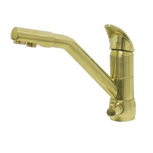 Изображение товара Смеситель Seaman Barcelone SSL-5361-AG, для кухонной мойки, с подключением фильтра питьевой воды, цвет античное золото PVD