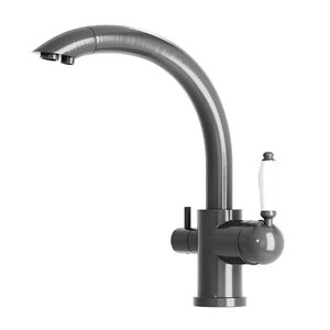 Изображение товара Смеситель Seaman Barcelone SSL-5382-GL, для кухонной мойки, с подключением фильтра питьевой воды, цвет светлая оружейная сталь PVD