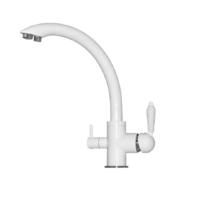 Изображение товара Смеситель Seaman Barcelone SSL-5382-SG, для кухонной мойки, с подключением фильтра питьевой воды, цвет белый