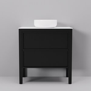 Изображение товара Тумба с раковиной Art Decco Elisa 80 см черный дуб Раковина и столешница керамика