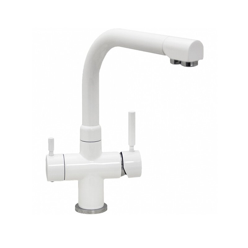 Изображение товара Смеситель Seaman Barcelone SSL-5383-SG, для кухонной мойки, с подключением фильтра питьевой воды, цвет белый