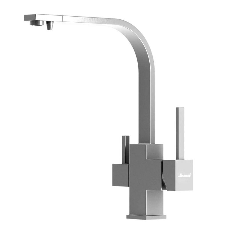 Изображение товара Смеситель Seaman Barcelone SSL-5390-MS, для кухонной мойки, с подключением фильтра питьевой воды, цвет никель сатин