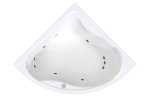 Изображение товара Гидромассажная ванна Радомир Альтея 2-80-2-0-0-219, 125 х 125 см, рама-подставка, фронтальная панель, слив-перелив, гидромассаж Релакс хром КУ 100, датчик уровня воды, массаж спины, ступней, боковых поверхностей, белая