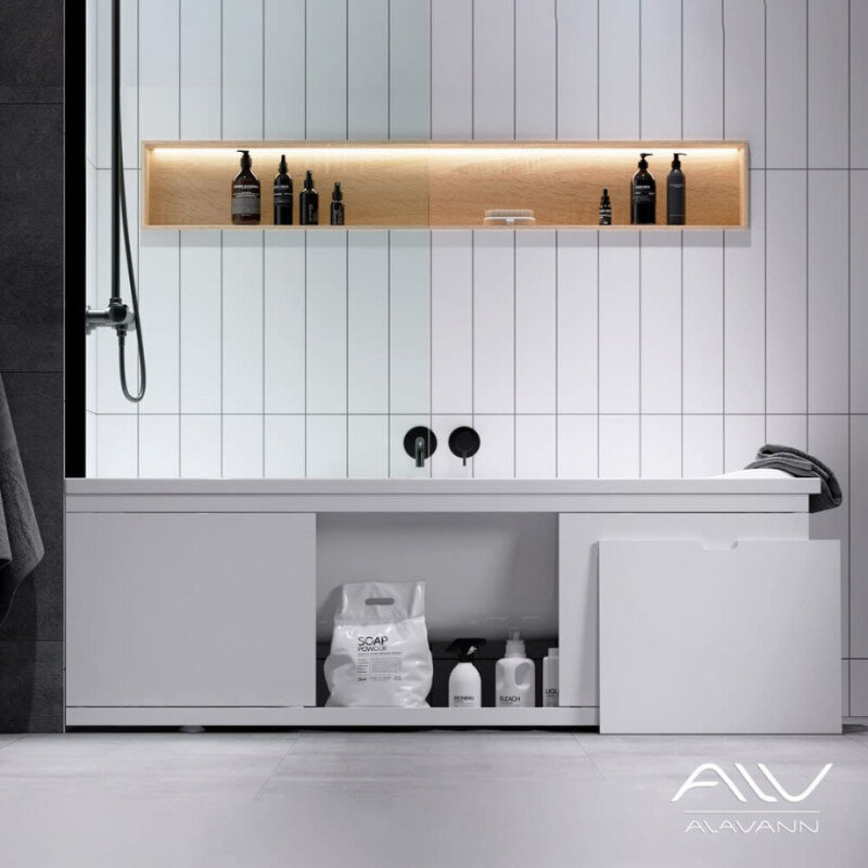 Изображение товара Экран для ванны Alavann Rita ALV1023001, 150 см, МДФ, раздвижной, белый