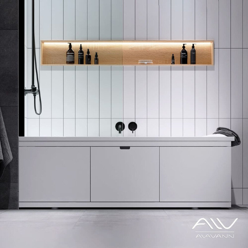 Изображение товара Экран для ванны Alavann Rita ALV1026001, 180 см, МДФ, раздвижной, белый