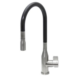 Изображение товара Смеситель кухонный Seaman Eco Venice SSN-1096P-SS с выдвижным изливом черный нержавеющая сталь