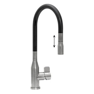 Изображение товара Смеситель Seaman Eco Venice SSN-1096P-SS, для кухонной мойки, с выдвижным изливом, цвет черный/нержавеющая сталь