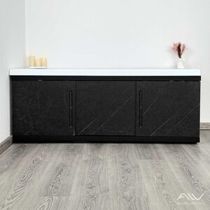 Изображение товара Экран для ванны Alavann Alt Black ALV1201004, 150 см, МДФ, раздвижной, черный мрамор (МДЧ-0407-1500-00)