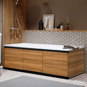 Изображение товара Экран для ванны Alavann Alt Black ALV1201002, 150 см, МДФ, раздвижной, дуб (МДЧ-0407-1500-00)