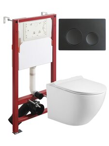 Изображение товара Инсталляция Agger ATI09150+APB144 с подвесным унитазом Tornado и кнопкой черной матовой