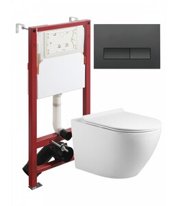 Изображение товара Инсталляция Agger для подвесного унитаза с безободковой чашей и кнопкой Торнадо