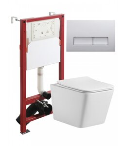 Изображение товара Инсталляция Agger ATI10150+APB200, с подвесным безободковым унитазом, сиденье микролифт, Tornado, клавиша хром 