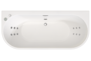 Изображение товара Гидромассажная ванна Радомир Вальс Макси 1-84-2-0-0-188, 180 x 80 см, рама-подставка, фронтальная панель съемная, слив-перелив, гидромассаж Optimum хром КУ 100, датчик уровня воды, массаж спины, белая