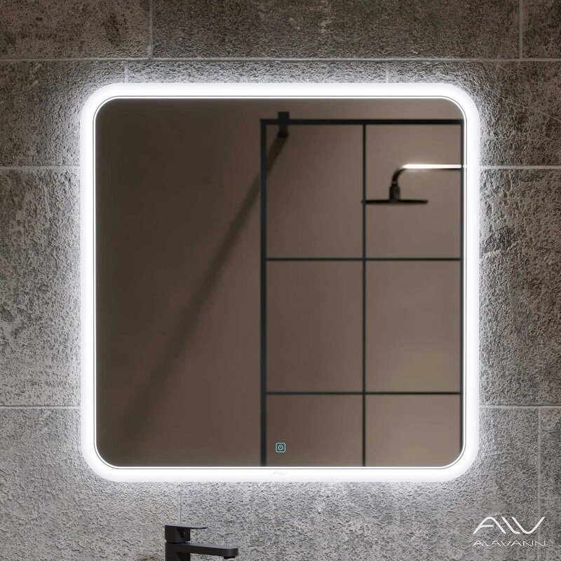 Изображение товара Белое зеркало с LED подсветкой и антизапотеванием 80 см Alavann Anna