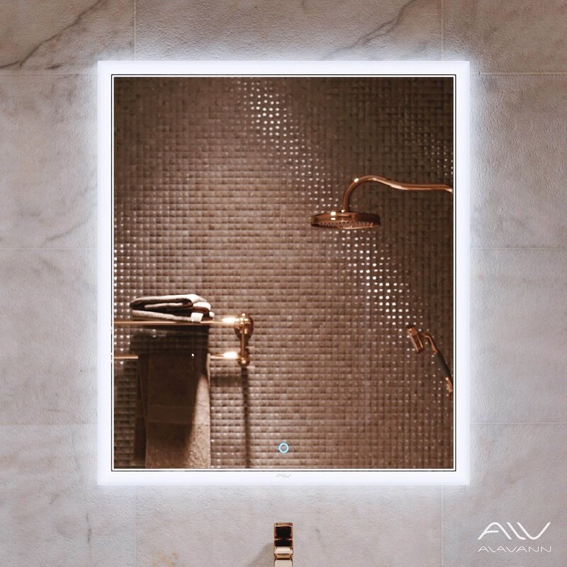 Изображение товара Зеркало с LED-подсветкой Alavann Emma 70 см белое сейф и стильное решение для ванной комнаты