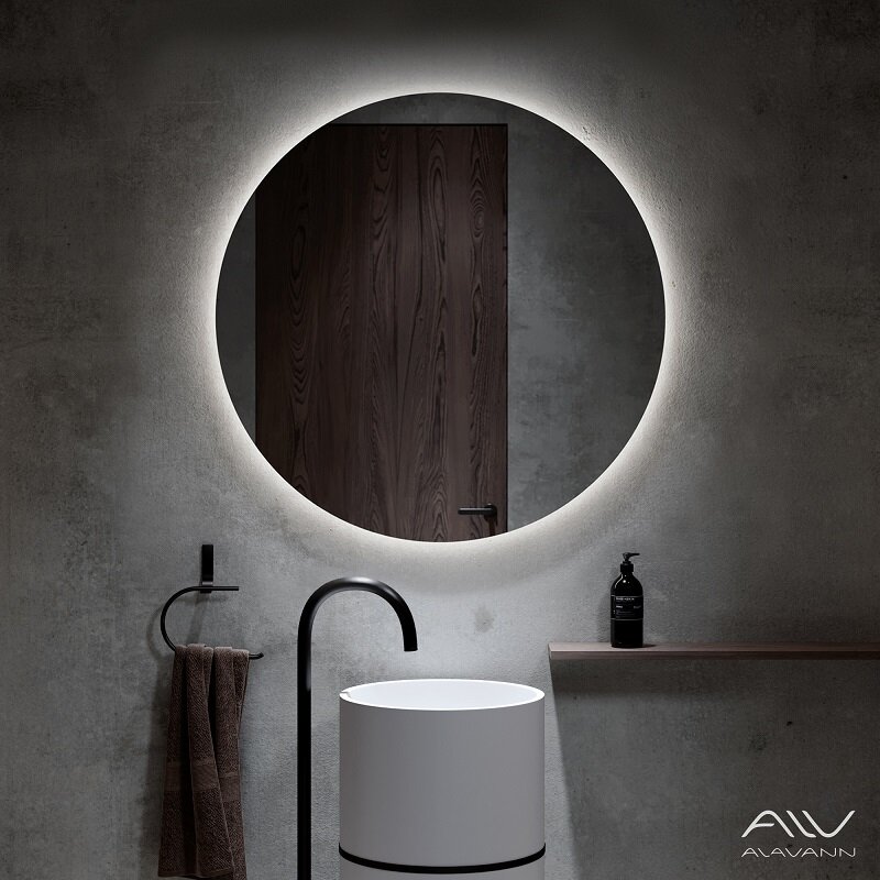 Изображение товара Зеркало Alavann Rondo ALV0111001, 100 см, LED подсветка, белый (ПЗ-5700-1000-00)