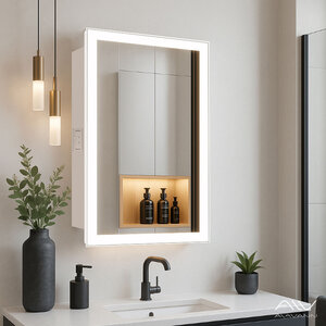 Изображение товара Зеркальный шкаф Alavann Rita 50 см с LED подсветкой белый