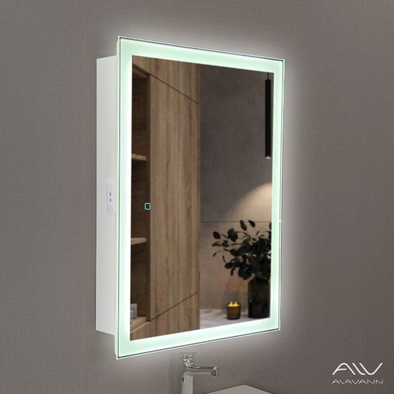 Изображение товара Зеркальный шкаф Alavann Rita ALV0289002 60 см LED подсветка белый Россия