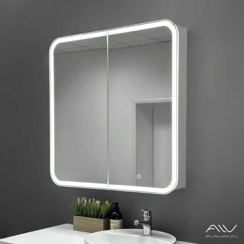 Изображение товара Зеркальный шкаф-трюмо Alavann Cosmetic Light ALV1042001, 80 см, с LED подсветкой, с приближением, цвет белый (СШН-67-0800-00) Изображение товара Зеркальный шкаф-трюмо Alavann Cosmetic Light ALV1042001, 80 см, с LED подсветкой, с приближением, цвет белый (СШН-67-0800-00)