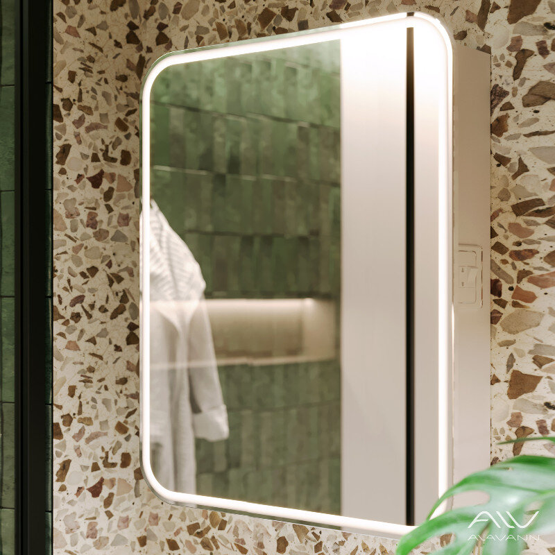 Изображение товара Зеркальный шкаф Alavann Lana ALV0279002, 70 см, LED подсветка, цвет белый (СШН-57-0700-00)