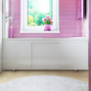 Изображение товара Экран для ванны Alavann Crystal ALV0256001, 160 см, МДФ, раздвижной, белый (МД-4500-1600-00)