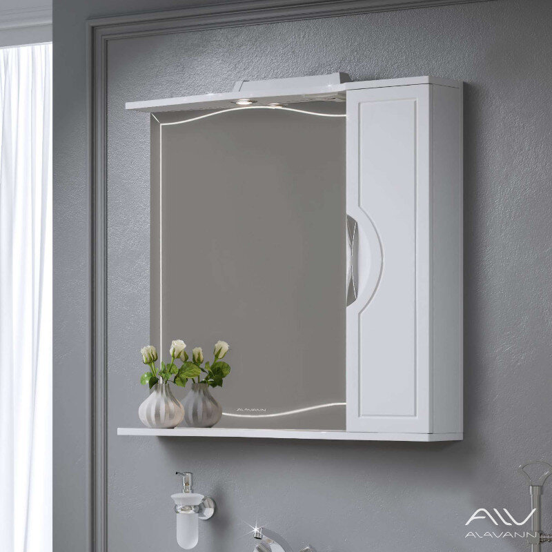 Изображение товара Зеркальный шкаф Alavann Monaco ALV0268003 80 см с LED подсветкой и влагостойким зеркалом