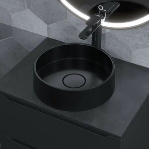 Изображение товара Раковина Uperwood Tanos Quartz RTanosQuartz35K, 35 см, кварцевый композит, без отверстия для смесителя, цвет черный матовый космос