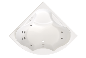 Изображение товара Гидромассажная ванна Радомир Сандра 2-79-2-0-0-221, 149 х 149 см, рама-подставка, фронтальный экран, сифон, слив-перелив автомат, гидромассаж Стандарт хром, белая