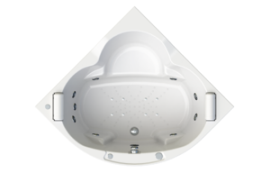 Изображение товара Гидромассажная ванна Радомир Сорренто 1-81-2-0-9-038, 140 x 140 см, рама-подставка, подголовник - 2 шт., фронтальный экран, сифон, слив-перелив автомат, гидромассаж Терапия хром КУ 200, белая