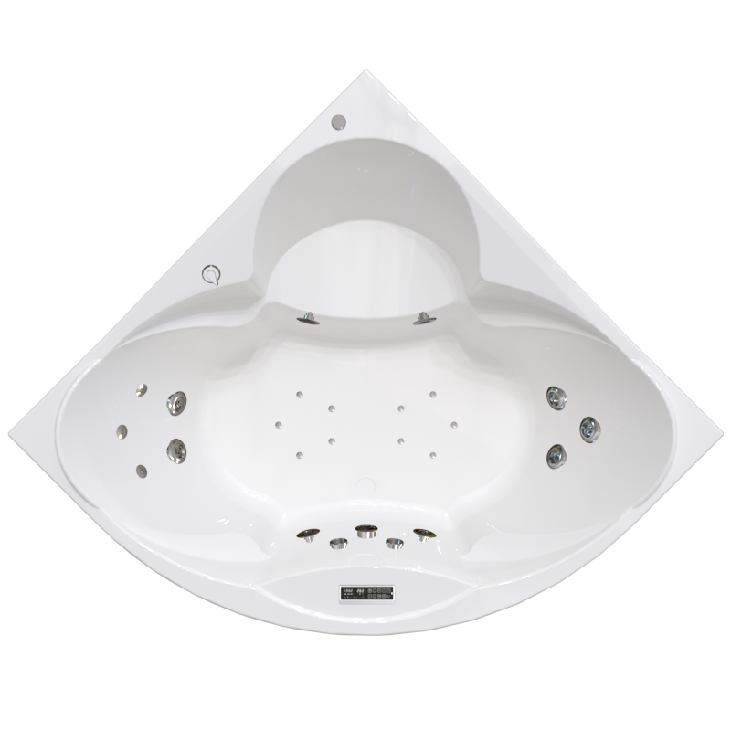 Изображение товара Гидромассажная ванна Радомир Филадельфия 1-83-2-0-0-042, 168 х 168 см, рама-подставка, фронтальный экран, сифон, слив-перелив автомат, гидромассаж Люкс хром КУ 400, белая