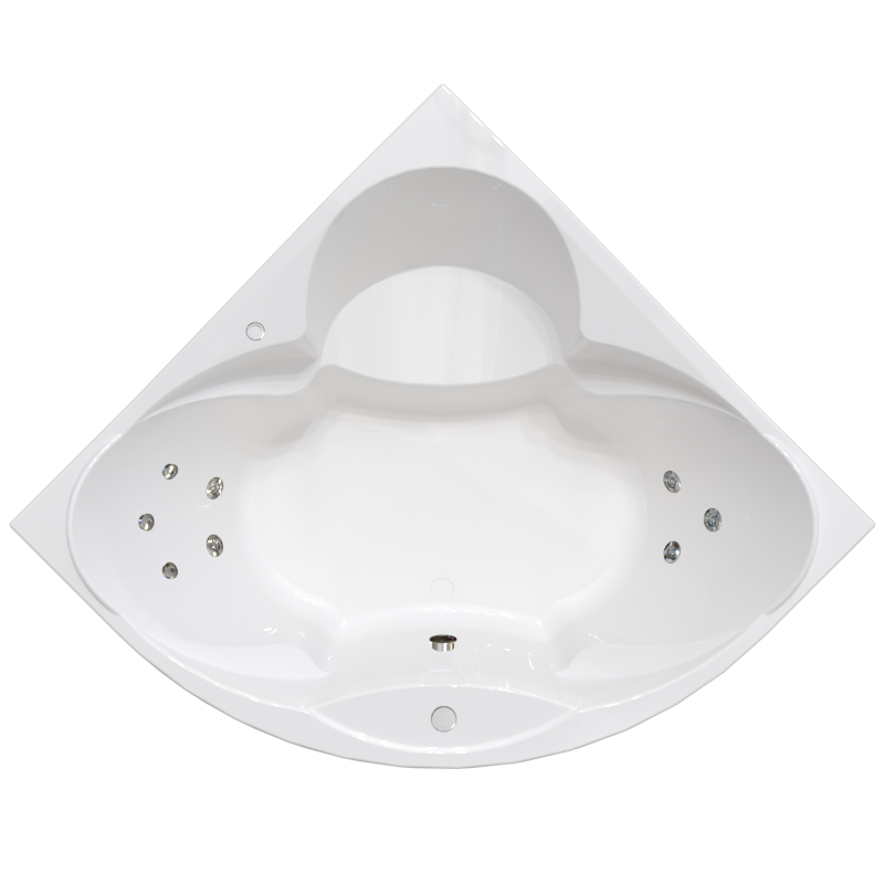 Изображение товара Гидромассажная ванна Радомир Филадельфия 1-80-2-0-0-042, 168 х 168 см, рама-подставка, фронтальный экран, сифон, слив-перелив автомат, гидромассаж Релакс хром КУ 100, белая