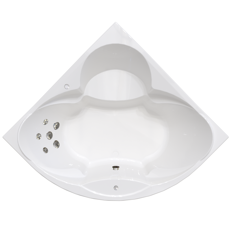 Изображение товара Гидромассажная ванна Радомир Филадельфия 1-79-2-0-0-042, 168 х 168 см, рама-подставка, фронтальный экран, сифон, слив-перелив автомат, гидромассаж Стандарт хром пневмокнопка, массаж спины, белая