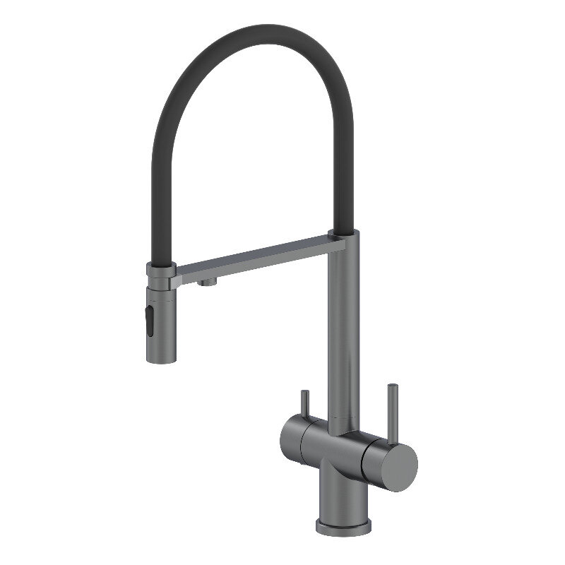 Изображение товара Смеситель для кухонной мойки Oliveeka OL-458009-BGM с гибким изливом и душем