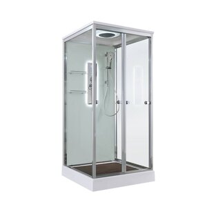 Изображение товара Душевая кабина AvaCan V2010LED 78246, 100 x 100 см, с LED подсветкой, с крышей, поддон низкий, стекло прозрачное, профиль хром