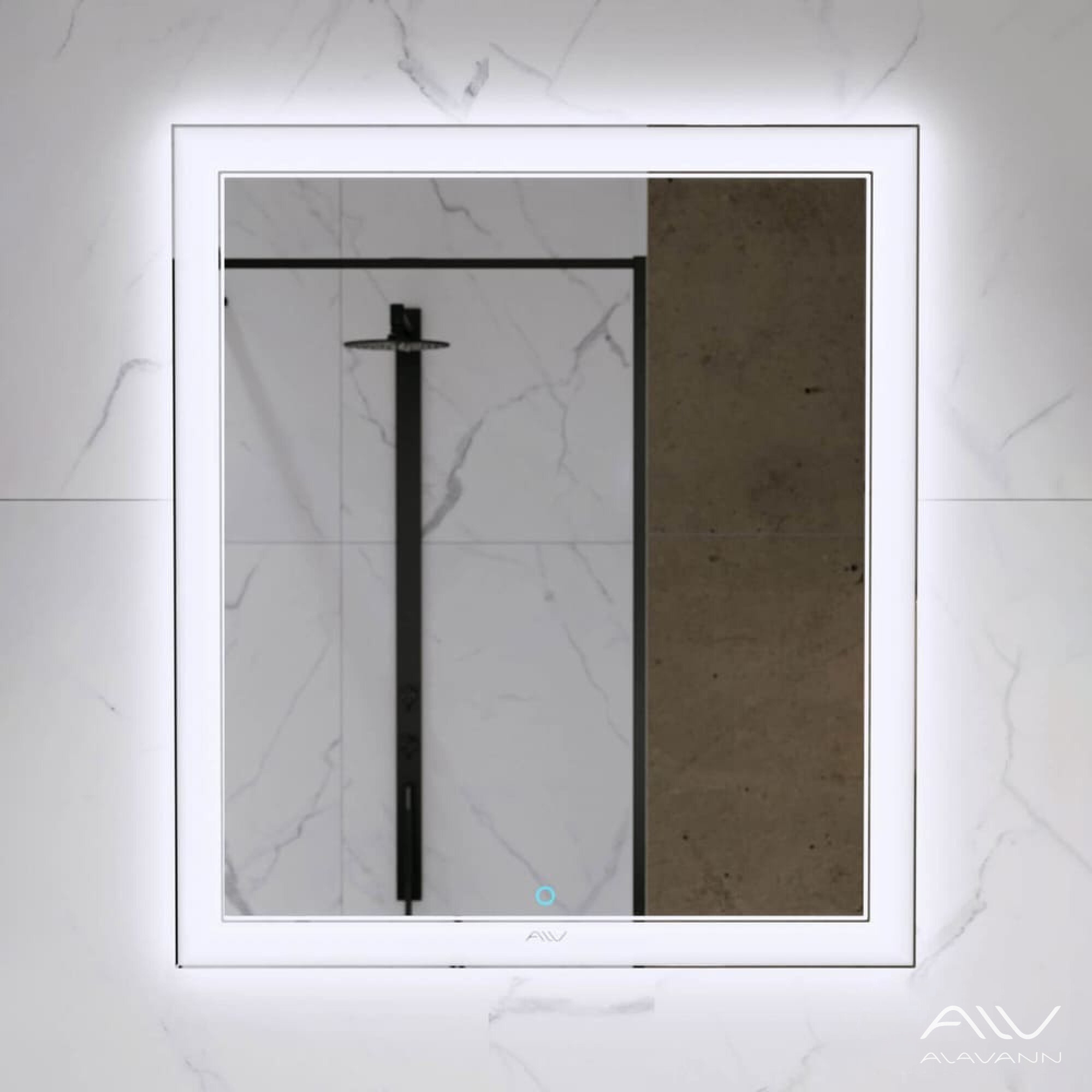 Изображение товара Зеркало Alavann Bella Lux ALV0034001, 70 см, LED подсветка, сенсорный выключатель, антизапотевание, цвет белый (ПЗЛ-2200-0700-00)