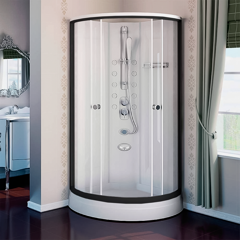 Изображение товара Душевая кабина Радомир Паола 105x105 см закаленное стекло черный профиль