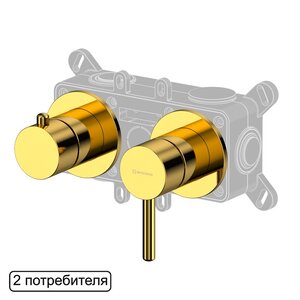 Изображение товара Смеситель для ванны и душа Whitecross Y gold Y1242GL, скрытый монтаж, на 2 потребителя, цвет золото PVD