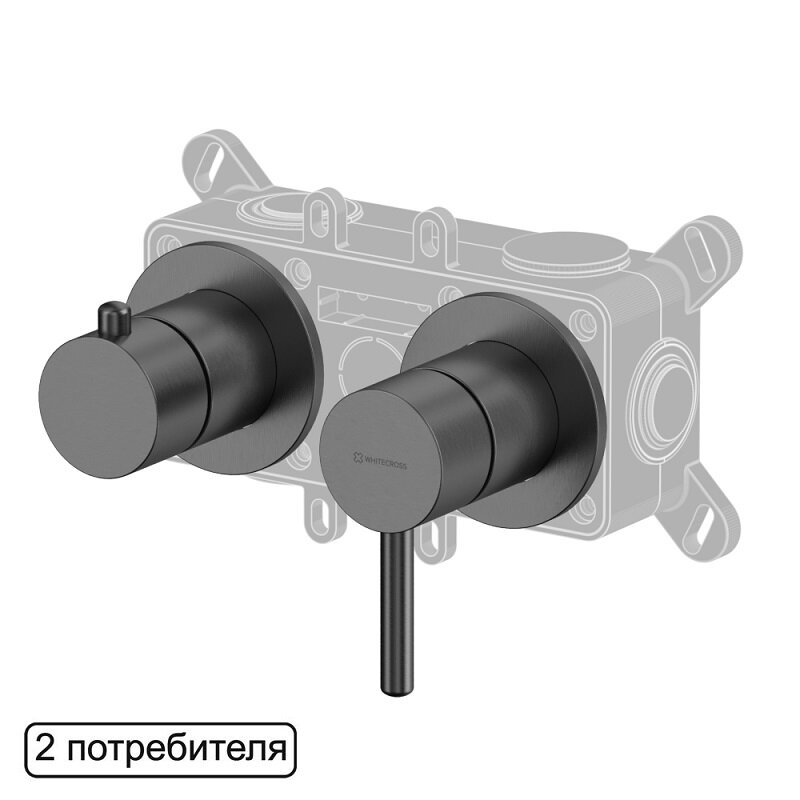 Изображение товара Смеситель для раковины Whitecross Y gunmetal Y1242GM, скрытый монтаж, на 2 потребителя, цвет оружейная сталь PVD