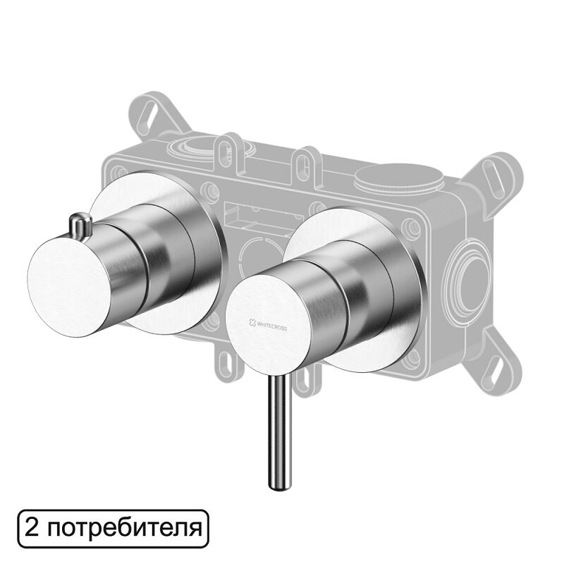 Изображение товара Смеситель для раковины Whitecross Y brushed nickel скрытый монтаж 2 потребителя