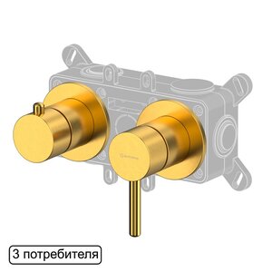 Изображение товара Смеситель для душа Whitecross Y brushed gold Y1243GLB, на 3 потребителя, цвет золото брашированное PVD