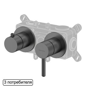 Изображение товара Смеситель для душа Whitecross Y gunmetal Y1243GM, на 3 потребителя, цвет оружейная сталь PVD
