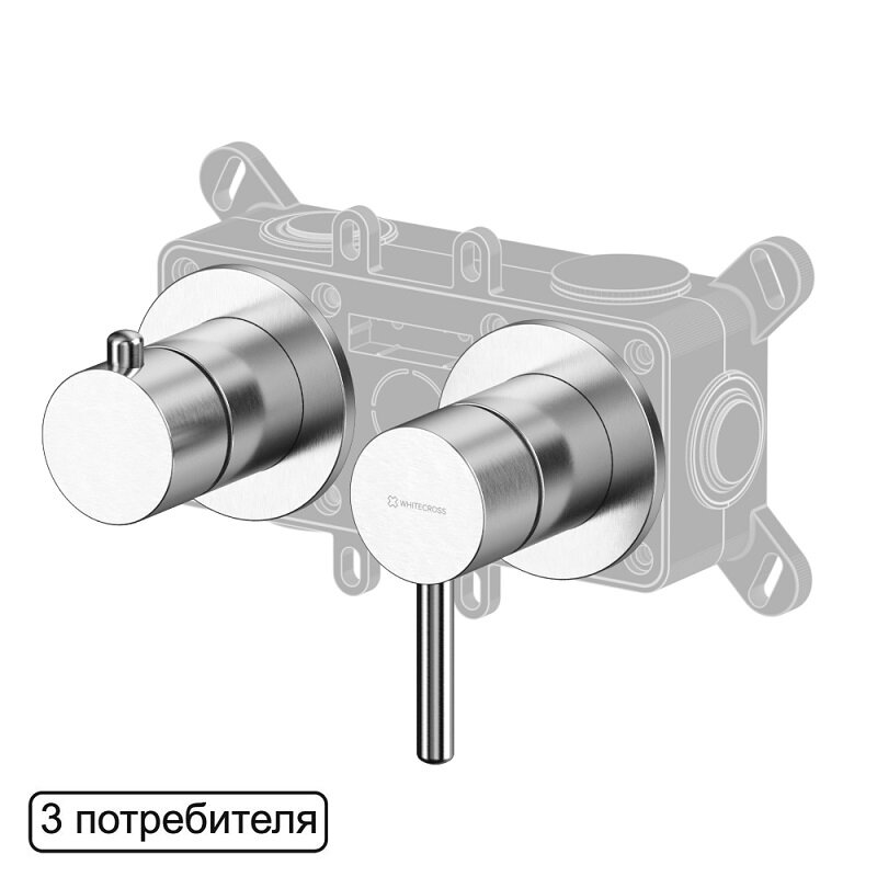 Изображение товара Смеситель для раковины Whitecross Y brushed nickel Y1243NIB, скрытый монтаж, на 3 потребителя, цвет брашированный никель PVD